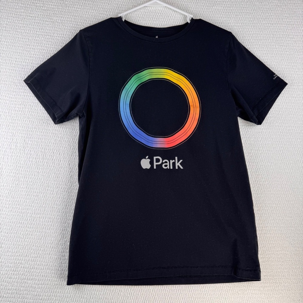 Apple T Shirt Unisex M Black Apple Park Rainbow Logo California 95014